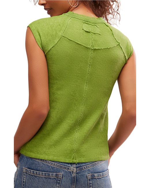 Free People Green Riley Seamed T-shirt