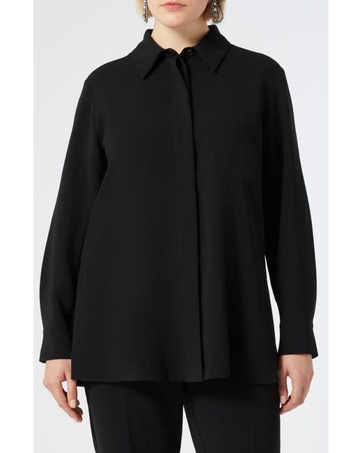 Marina Rinaldi Black Cady Button-Up Shirt