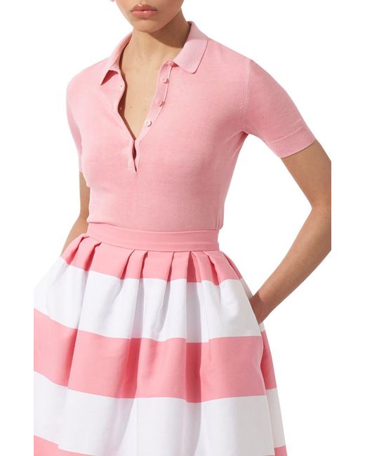 Carolina Herrera Pink Silk & Cotton Polo