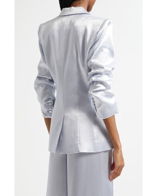 Cinq À Sept White Cheyenne Hammered Satin Scrunch Sleeve Jacket