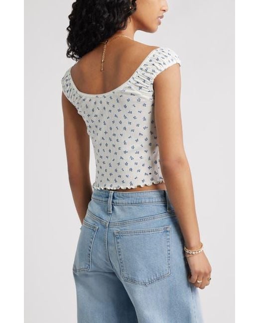 BP. White Pointelle Cap Sleeve Top