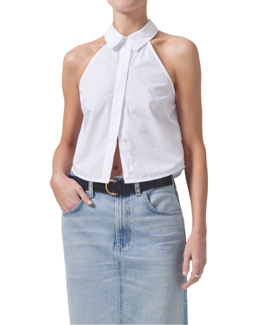 Citizens of Humanity Blue Adeline Sleeveless Button-up Top