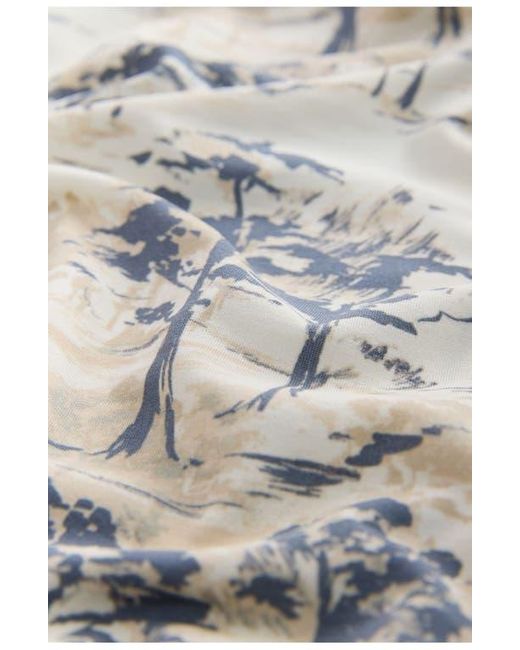 Next Gray Tree Print Long Sleeve Ruched Detail Blouse