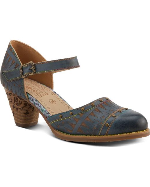 Spring Step Blue Niobella Ankle Strap Pump