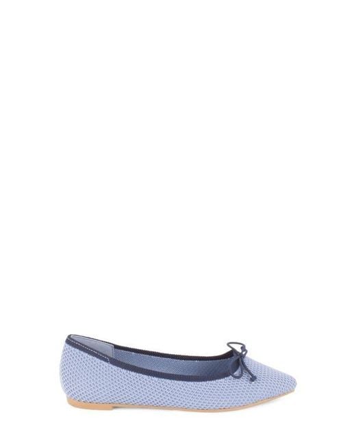 Tahari Blue Bogota Pointed Toe Flat