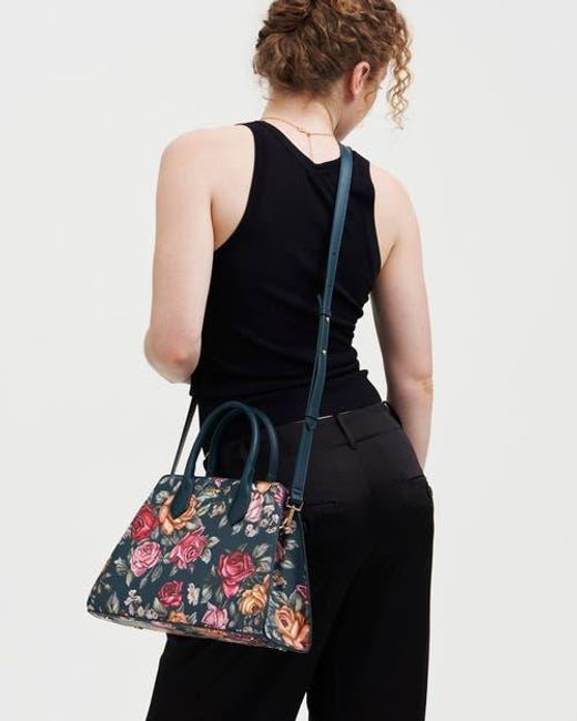 Fable England Blue Roses Structured Medium Tote