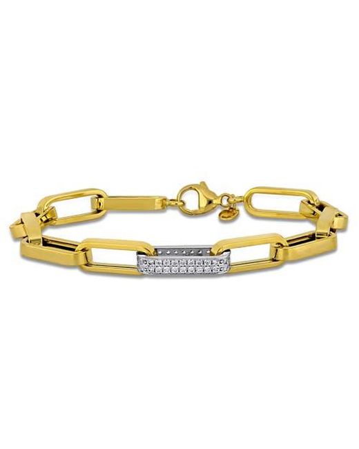 Julianna B Metallic Cubic Zirconia Paperclip Bracelet Two-Tone