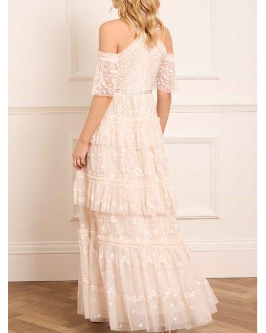 Needle & Thread Natural Primrose Tiered Maxi Gown