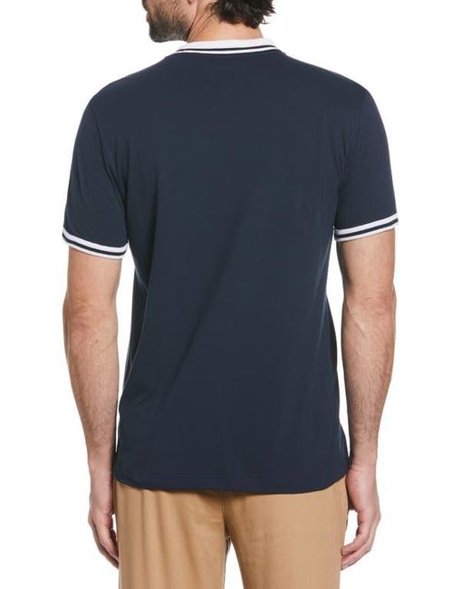 Original Penguin Blue Slim Fit Piqué Knit Ringer T-Shirt for men