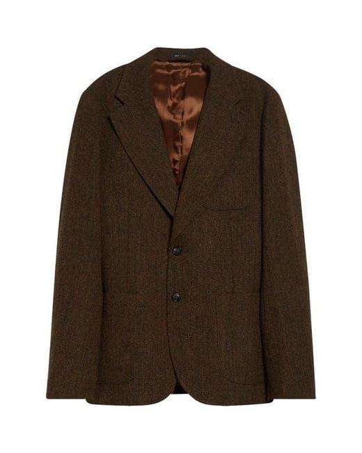 Noah NYC Brown Wool Herringbone Sack Jacket for men