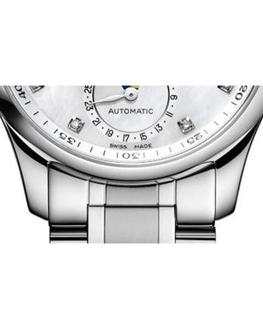Longines Gray Master Collection Automatic Diamond Bracelet Watch, 34Mm