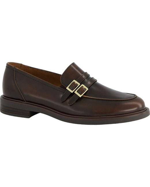 Paul Green Brown Caspian Two Buckle Leather Loafer
