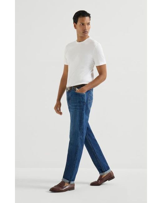 Brunello Cucinelli Blue Lightweight Denim Trousers for men