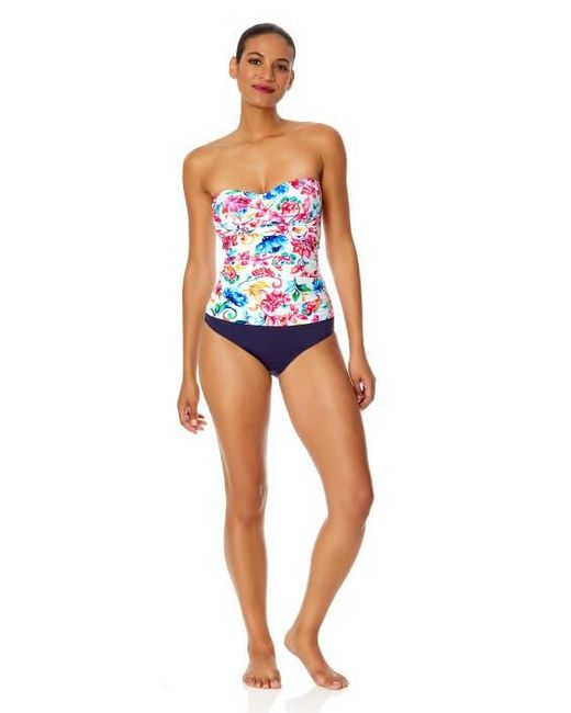 Anne Cole Blue Tiger Dance Twist Front Bandeaukini Swim Top