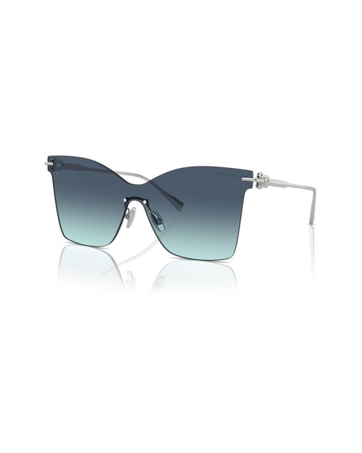 Tiffany & Co Blue 143mm Gradient Rimless Butterfly Shield Sunglasses