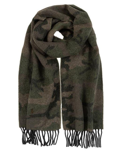 Polo Ralph Lauren Black Camouflage Jacquard Recycled Wool Blend Scarf for men