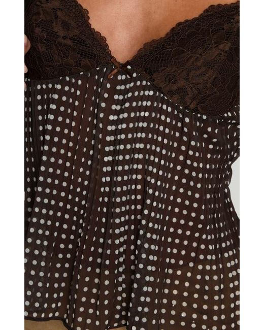 Princess Polly Zami Pleated Lace Trim & Polka Dot Semisheer Camisole in Black | Lyst Princess Polly Zami Pleated Lace Trim & Polka Dot Semisheer Camisole in Black | Lyst