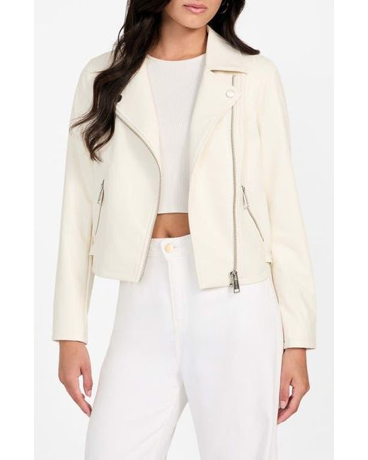 Guess White Miko Faux Leather Moto Jacket