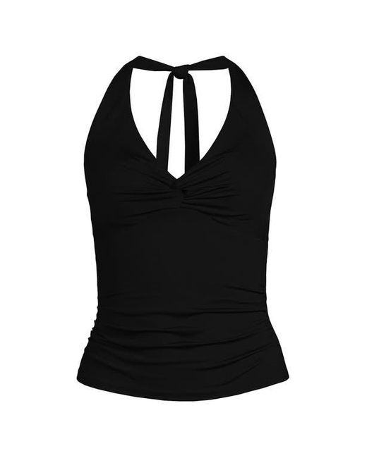 Lands' End Black Twist Halter Tankini Top