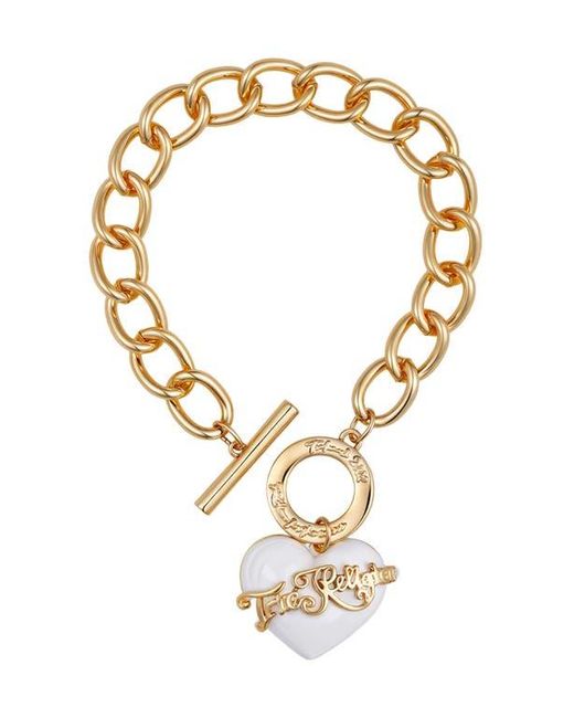 True Religion Metallic Chunky Heart Charm Bracelet