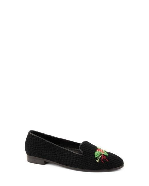 PAIGE Black Needlepoint Holly Flat
