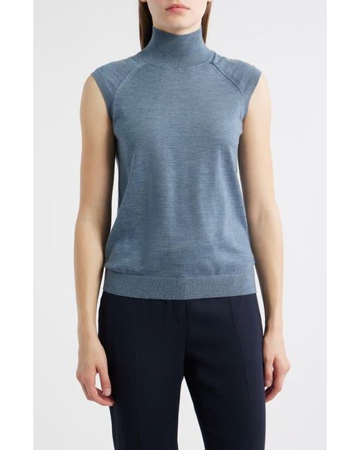 Boss Blue Fipini Turtleneck Sleeveless Virgin Wool Sweater