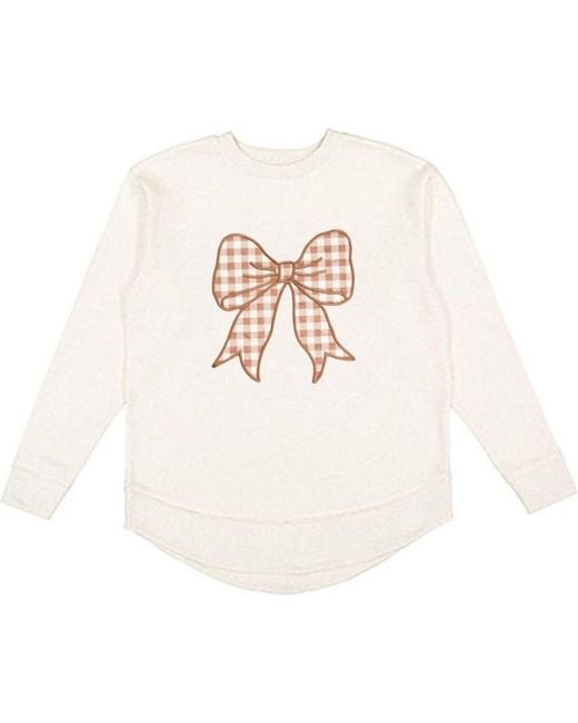 Sweet Wink White Gingham Bow Patch Sweatshirt