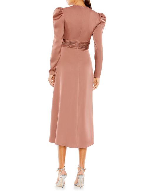 Mac Duggal Pink Long Sleeve Satin Cocktail Dress