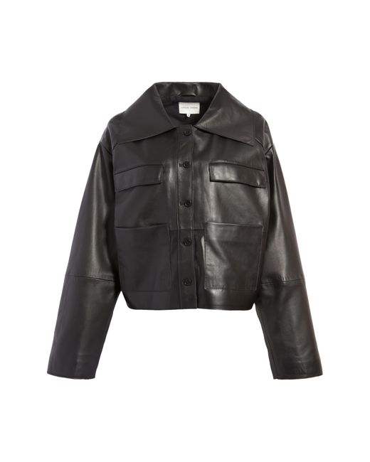 Loulou Studio Sulat Crop Leather Jacket in Black | Lyst