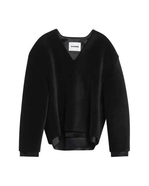 Jil Sander Black Double Layer V-Neck Sweater