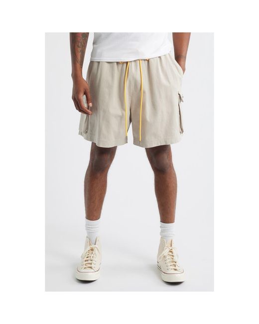 DIET STARTS MONDAY Natural Cotton Drawstring Cargo Shorts for men