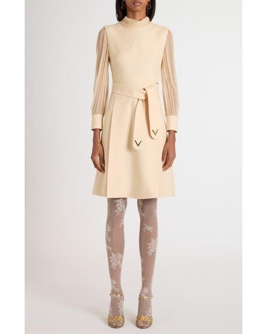 Valentino Garavani Natural V-Detail Crepe Couture Dress