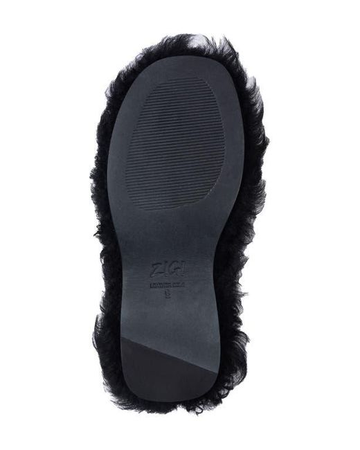 Zigi Black Curly Faux Shearling Platform Clogs