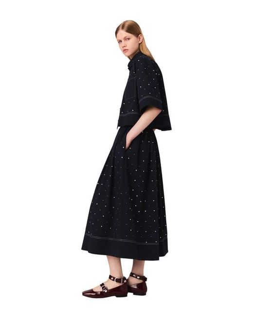 Maje Black Cropped Shirt With Studs