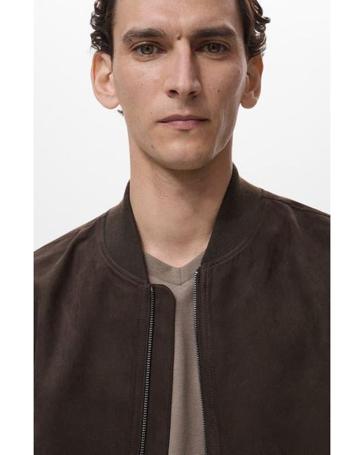 Mango Black Faux Suede Bomber Jacket for men