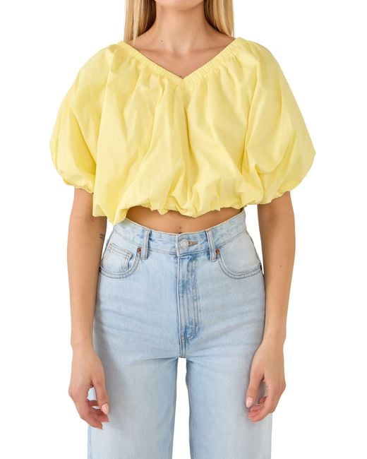 Endless Rose Blue Puff Crop Blouse