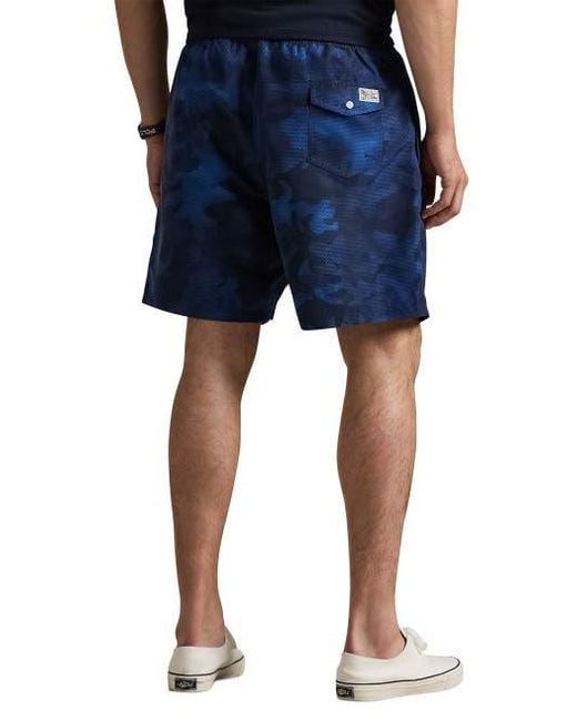 Polo Ralph Lauren Blue Big & Tall Printed Swim Trunks for men