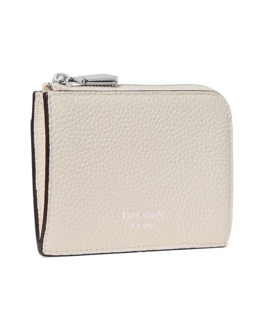 Kate Spade Natural Mini Pebble Leather Zip Card Case