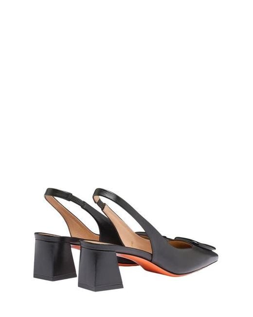 Santoni Metallic Leather Mid-Heel Slingback