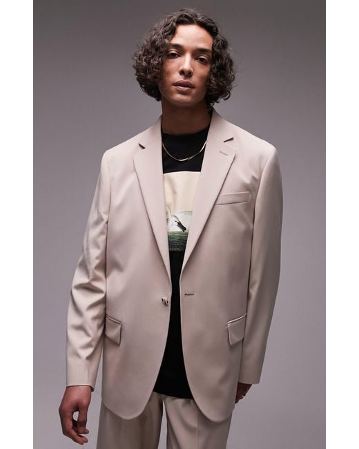 Topman Brown Relaxed Fit Suit Jacket for men