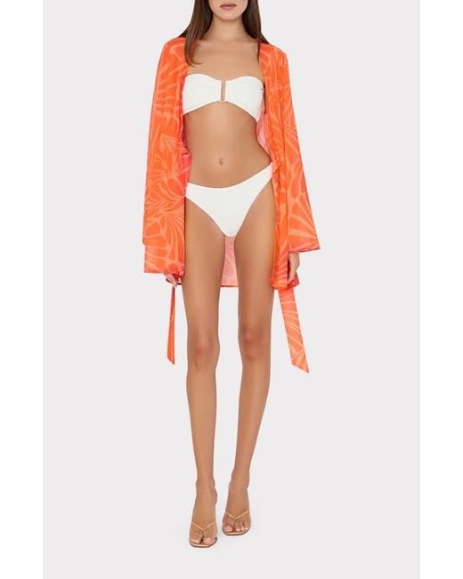 MILLY Orange Jessie Abstract Kai Print Chiffon Cover-Up
