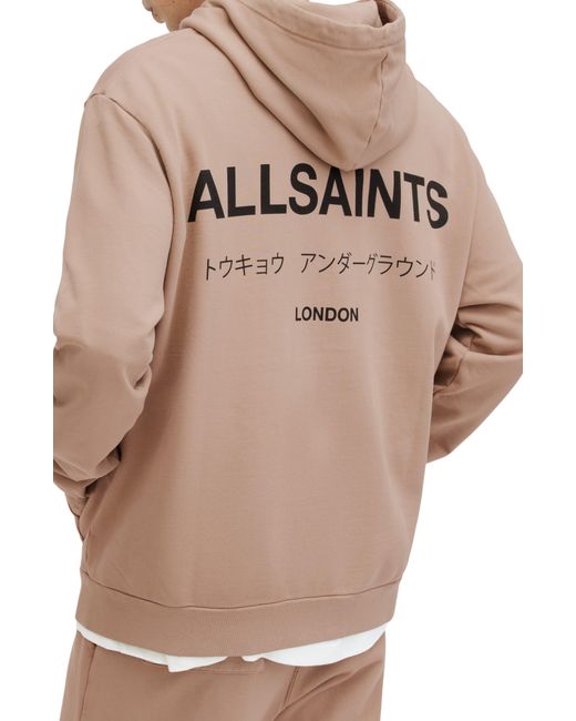 AllSaints Natural Underground Logo Hoodie Sweatshirt for men