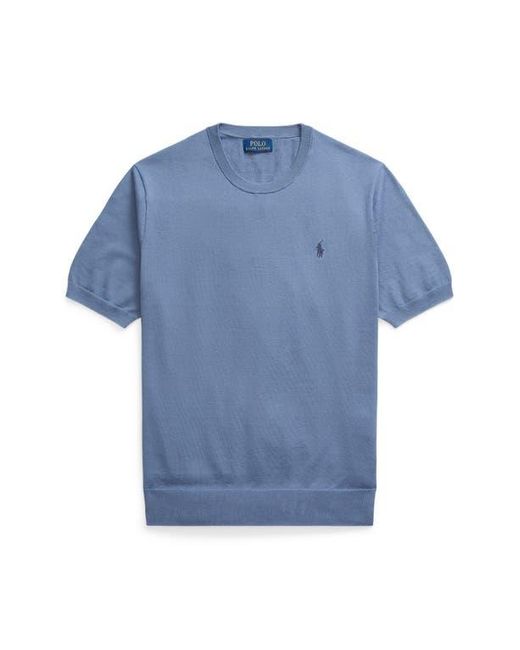 Polo Ralph Lauren Blue Short Sleeve Cotton Crewneck Sweater for men