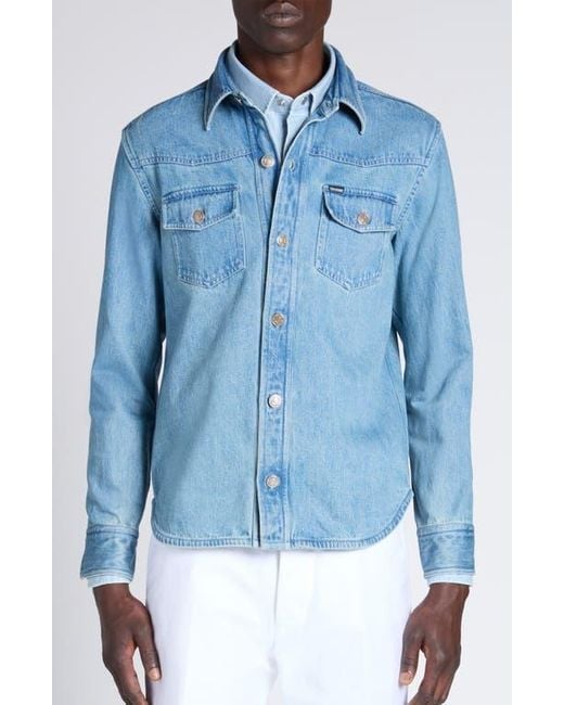 Tom Ford Blue Washed Denim Overshirt for men