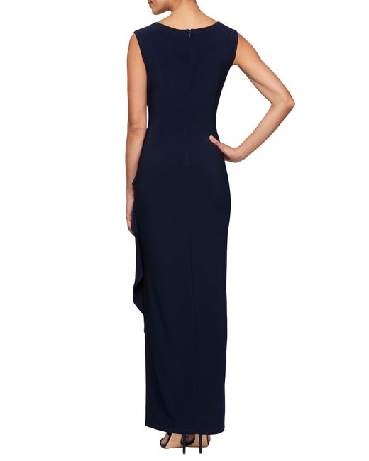 Alex Evenings Blue Side Ruched Gown