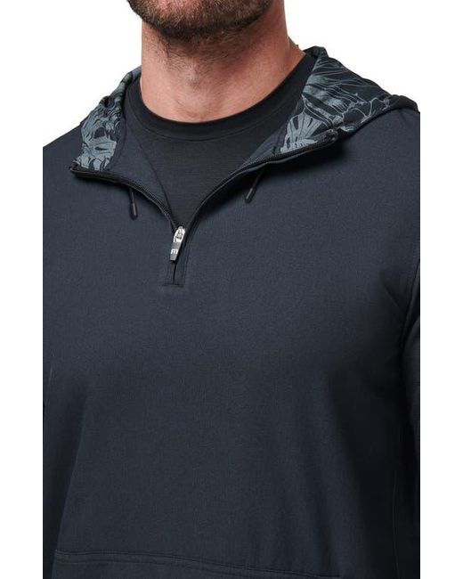 Travis Mathew Blue Hooded Quarter Zip Pullover for men