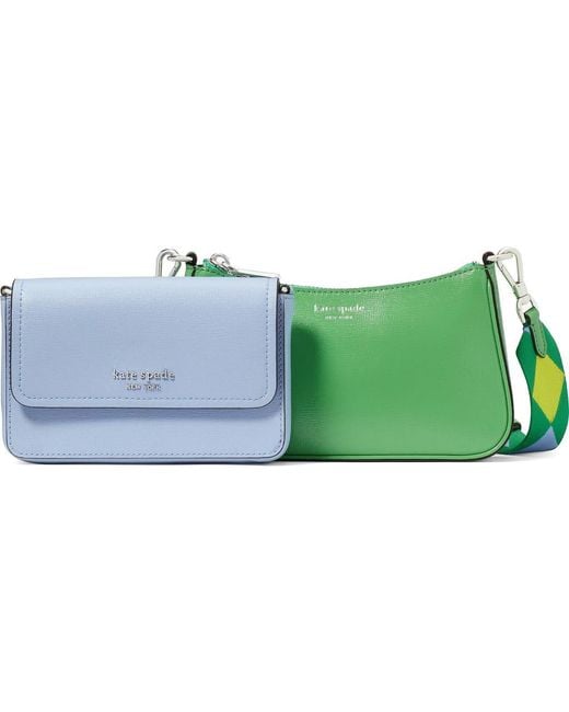 Kate Spade Green Morgan Double Up Colorblock Saffiano Leather Crossbody Bag