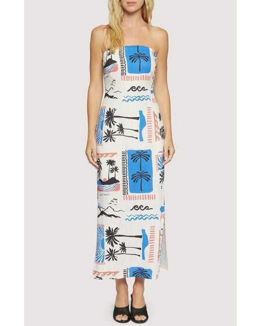 LOST AND WANDER Blue Azure Paradiso Strapless Maxi Dress