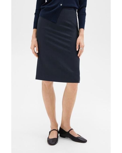 Theory Blue Trace Slim Fit Stretch Wool Skirt