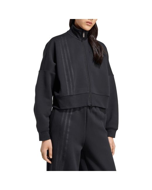 Adidas Black 3-Stripes Zip Front Cotton Blend Jacket